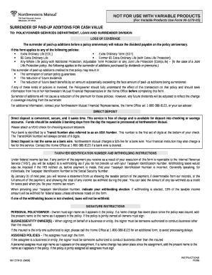 (For Variable Products Use Form 90-1278-05)