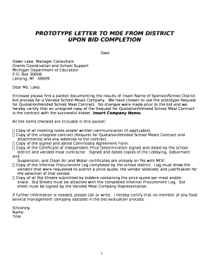 PROTOTYPE LETTER TO MDE FROM DISTRICT