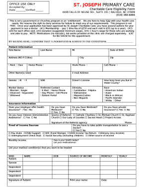 Charitable Care Eligibility Form