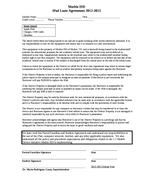 Ipad loan agreement template