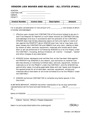 VENDOR LIEN WAIVER AND RELEASE ALL STATES (FINAL) - epg modot Doc ...