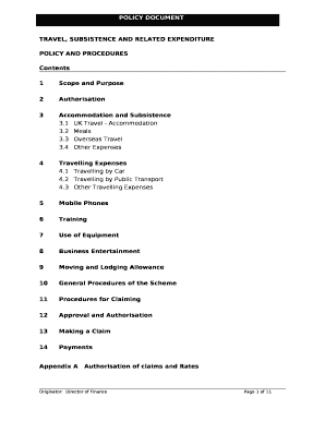 TRAVEL, SUBSISTENCE AND RELATED EXPENDITURE