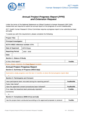 Annual Project Progress Report (PPR)