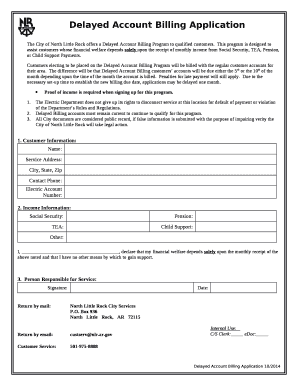 The City of North Little Rock offers a Delayed Account Billing Program to qualified customers