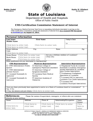 EMS Certification Commission Statement of Interest