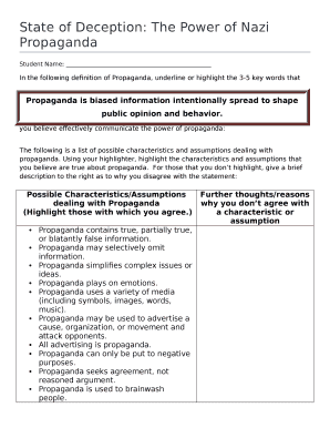 In the following definition of Propaganda, underline or highlight the 3-5 key words that you believe effectively communicate the power of propaganda: