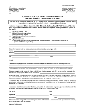 AUTHORIZATION FOR RELEASE OR EXCHANGE OF Doc Template | pdfFiller