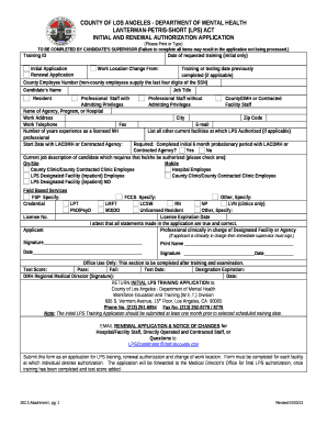 INITIAL AND RENEWAL AUTHORIZATION APPLICATION