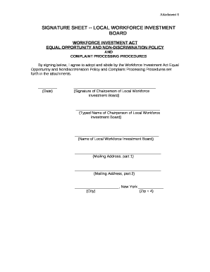 SIGNATURE SHEET -- LOCAL WORKFORCE INVESTMENT BOARD