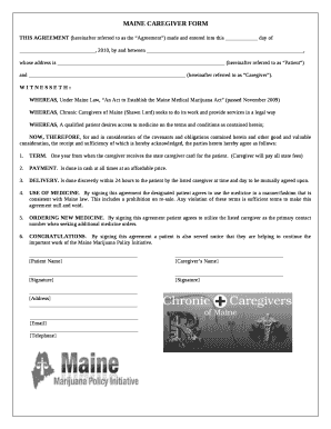 MAINE CAREGIVER Doc Template | pdfFiller