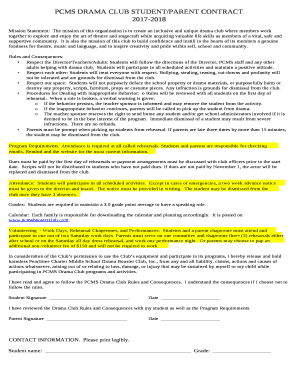 2017-18 PCMS Drama Contract - PCMS Drama Booster Club