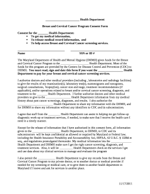 Breast and Cervical Cancer Program Consent Form