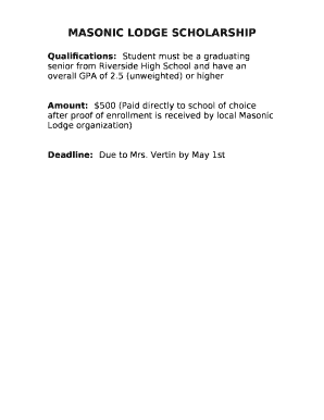 MASONIC LODGE SCHOLARSHIP