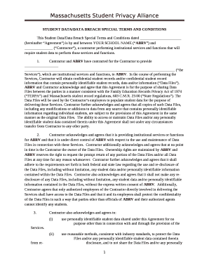 STUDENT DATA/DATA BREACH SPECIAL TERMS AND CONDITIONS