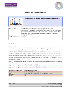 Transport of Novel Substances (Chemicals)