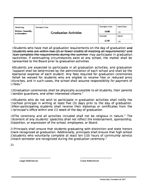 If extenuating circumstances exist at any school, the matter shall be presented to the Board prior to graduation activities