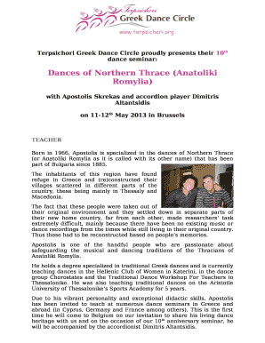 Terpsichori Greek Dance Circle proudly presents their 10th dance seminar: