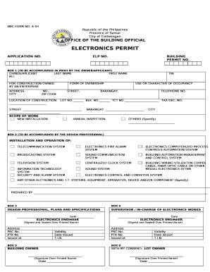 Electronics permit form