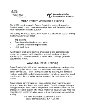 MBTA System Orientation Training