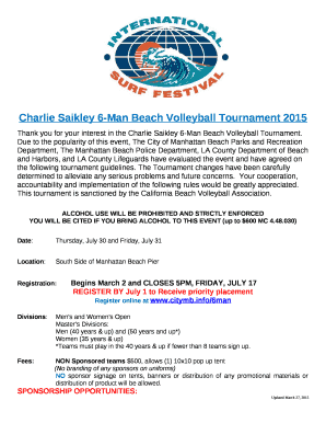 Due to the popularity of this event, The City of Manhattan Beach Parks and Recreation Department, The Manhattan Beach Police Department, LA County Department of Beach and Harbors, and LA County Lifeguards have evaluated the event and have