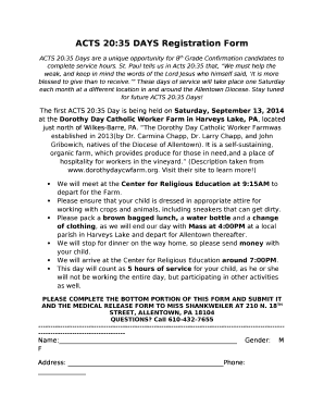 ACTS 20:35 DAYS Registration Form