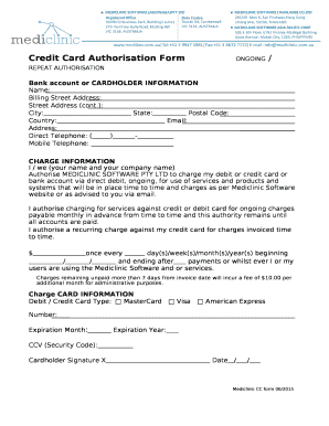 Credit Card Authorisation FormONGOING / REPEAT AUTHORISATION