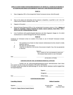 Pakistan Medical Reimbursement Form