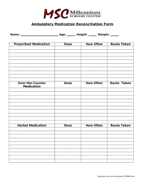 Ambulatory Medication Reconciliation Doc Template | pdfFiller