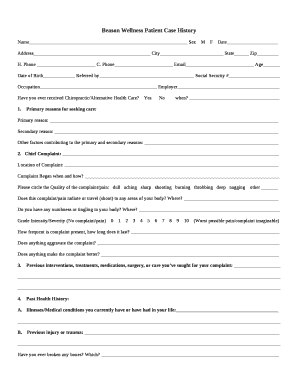 Beason Wellness Patient Case History