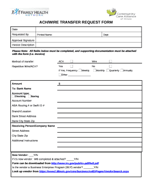 ACH/WIRE TRANSFER REQUEST FORM