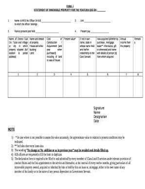 STATEMENT OF IMMOVABLE PROPERTY FOR THE YEAR 2014 (AS ON -