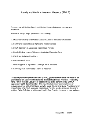 Family and Medical Leave of Absence (FMLA)