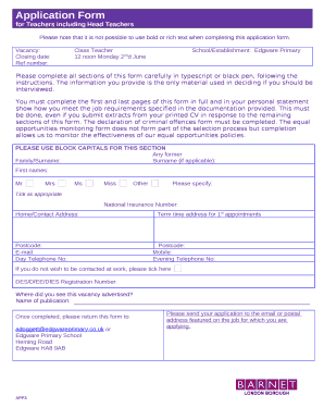 Vacancy:Class TeacherSchool/Establishment:Edgware Primary