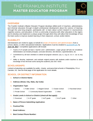 The Franklin Institutes Master Educator Program develops skilled preK-12 teachers, administrators, and informal educators through in-depth professional development about the science of learning