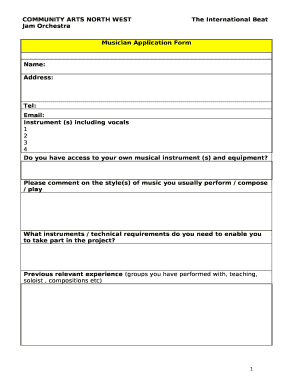 Musician Application Form