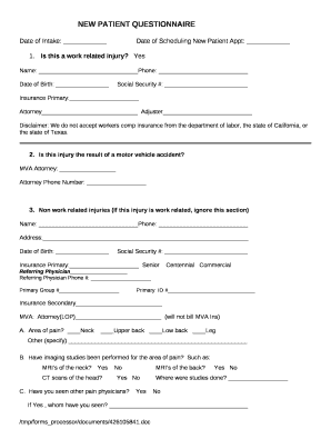 Date of Intake: Date of Scheduling New Patient Appt: