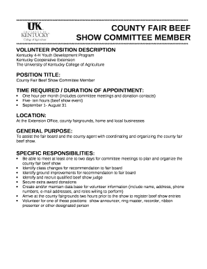 COUNTY FAIR BEEF SHOW COMMITTEE MEMBER