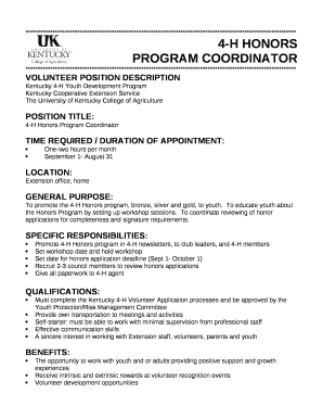 4-H HONORS PROGRAM COORDINATOR