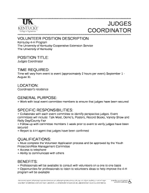 *************************************************************************************************************************************VOLUNTEER POSITION DESCRIPTION