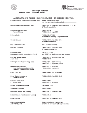 ANTENATAL AND ALLIED HEALTH SERVICES - ST GEORGE HOSPITAL