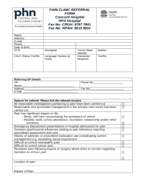 PAIN CLINIC REFERRAL FORM