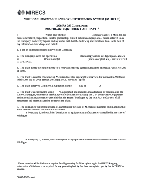Michigan Equipment AFFIDAVIT1