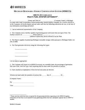 Multi-Fuel System AFFIDAVIT1