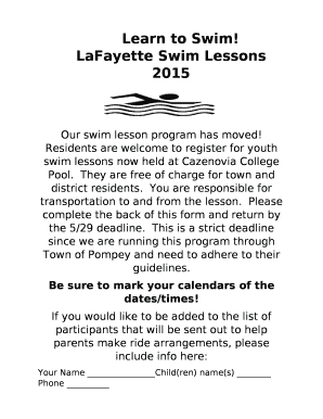 Our swim lesson program has moved