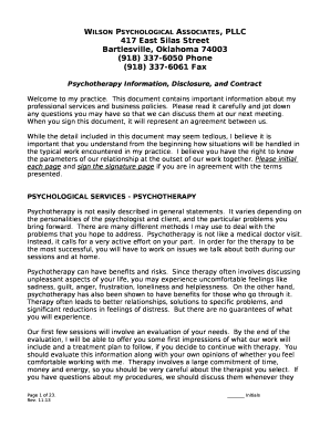 Psychotherapy Information, Disclosure, and Contract