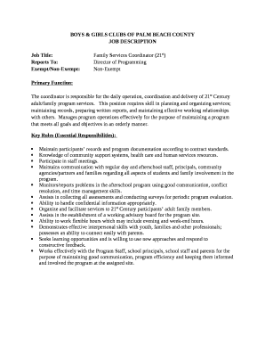 Job Title:Family Services Coordinator (21st)