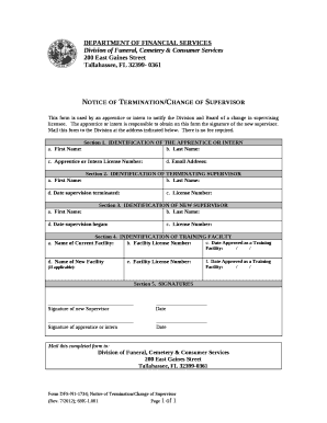 Notice of Termination/Change of Supervisor