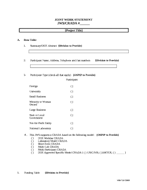 JOINT WORK STATEMENT