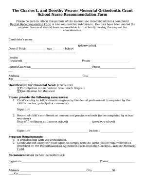 Please be sure to inform the parents of the student you recommend that a completed