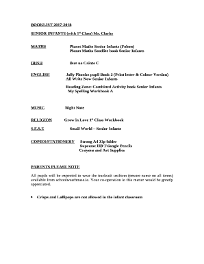 SENIOR INFANTS (with 1st Class) Ms